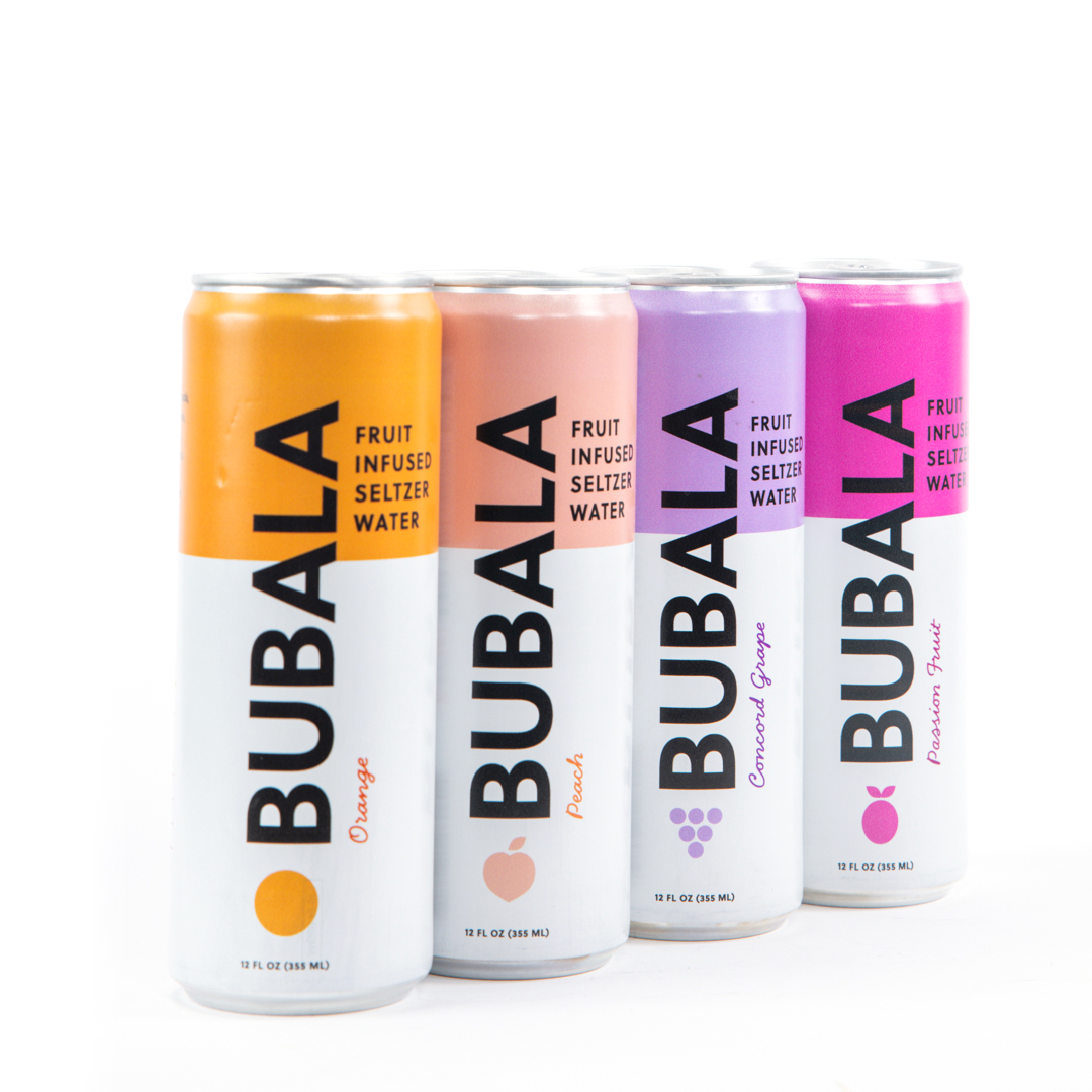 Bubala Fruit Infused Seltzer Water Cans: Four Flavors