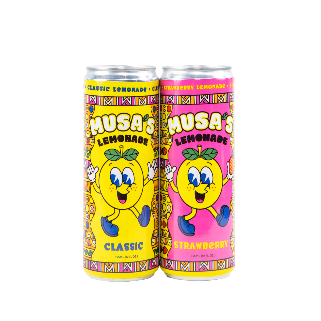 Musa's Lemonade cans: classic and strawberry